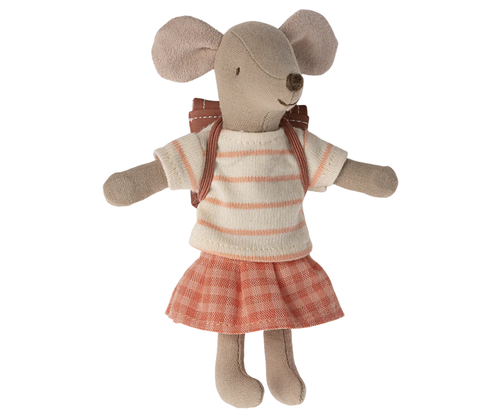 Maileg: Tricycle mouse, Big sister - Coral - Heirloom Toys for Children at Acorn & Pip