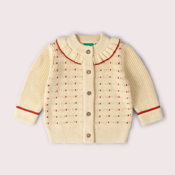 Little Green Radicals: Oatmeal Frill Snuggly Knitted Cardigan