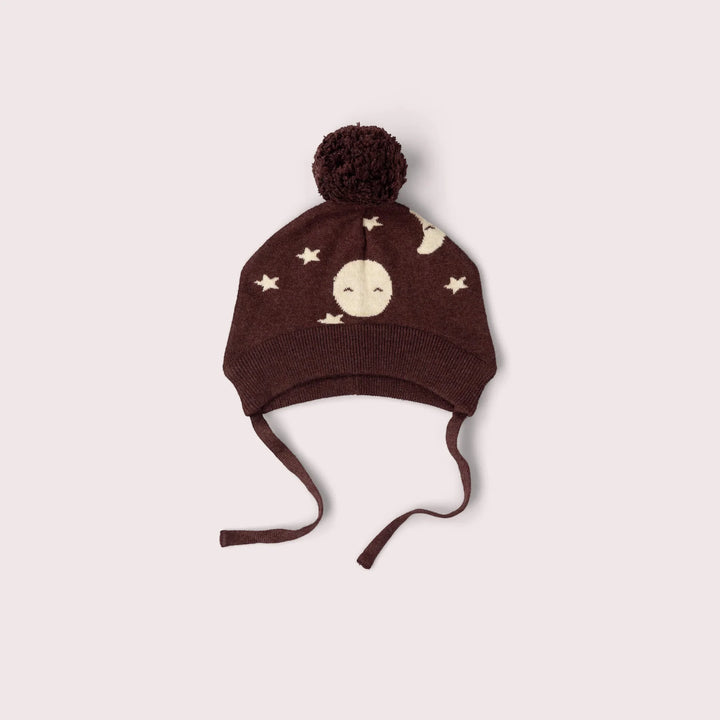 Little Green Radicals: Moon Knitted Bobble Hat - Brown