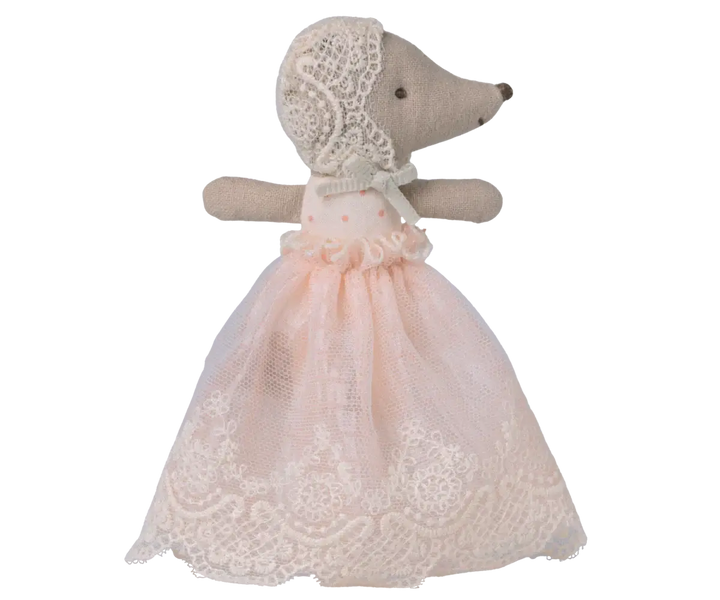 Maileg Baby mouse in gown Powder