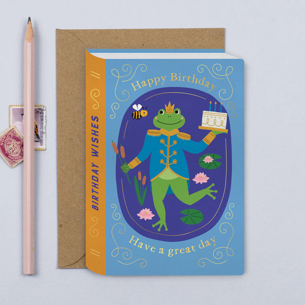 Mifkins: Fairy-tale Frog and the Bee Birthday Card - Children's Greeting Cards Make in the UK for special occasions at Acorn & Pip