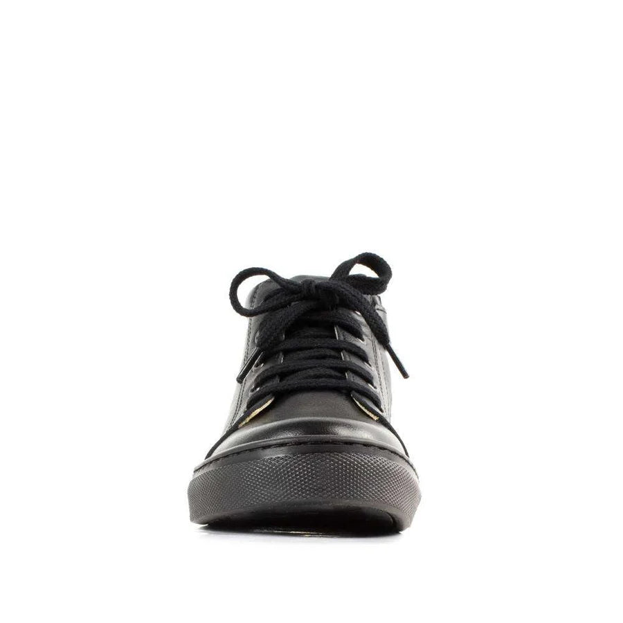 Petasil: Gracie Lace-Up Zip School Boots - Black Leather - Girls & Boys Unisex School Shoes / Boots at Acorn & Pip