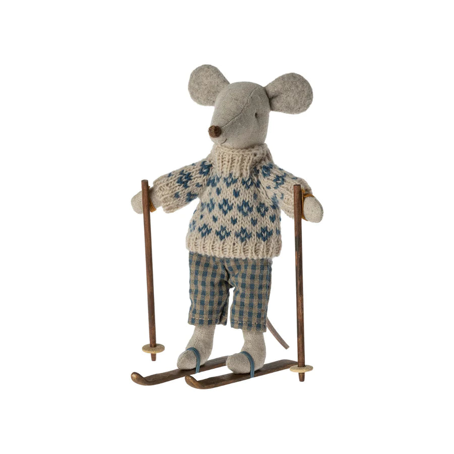 Maileg: Winter Mouse with Ski Set - Dad at Acorn & Pip