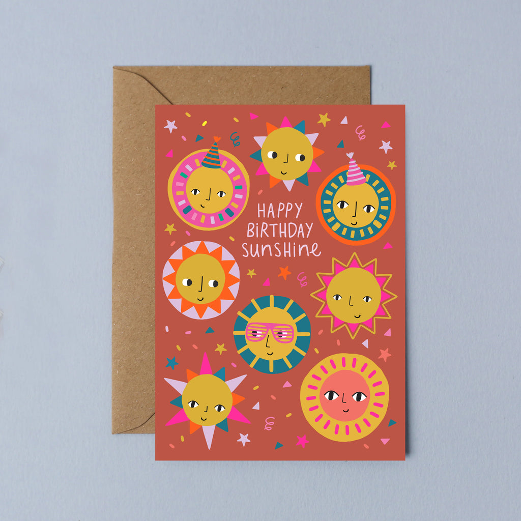 Mifkins: Party Sunshine Birthday Card - Children's Greeting Cards Make in the UK for special occasions at Acorn & Pip