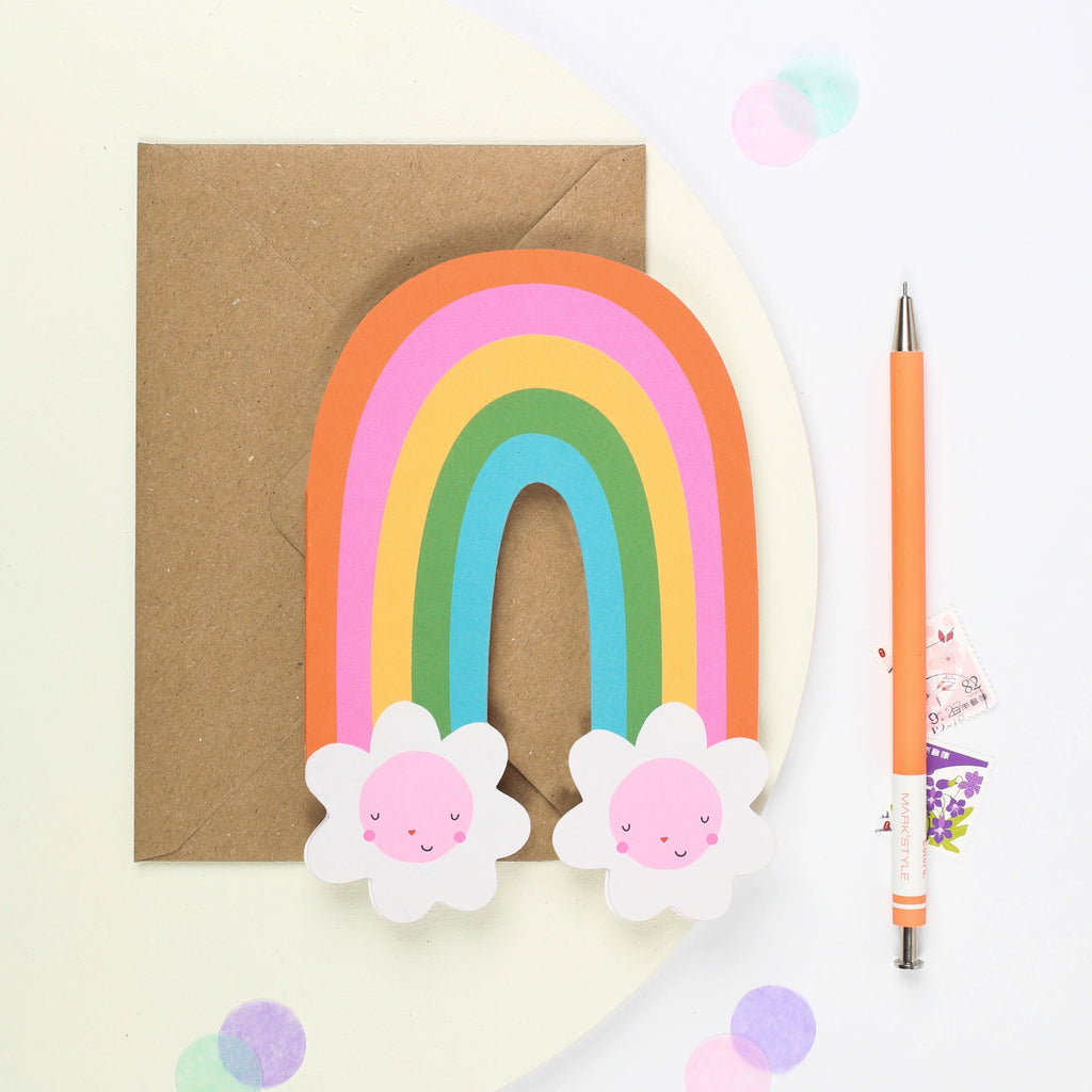 Mifkins: Rainbow Blossom Greeting Card - Children's Greeting Cards Make in the UK for special occasions at Acorn & Pip
