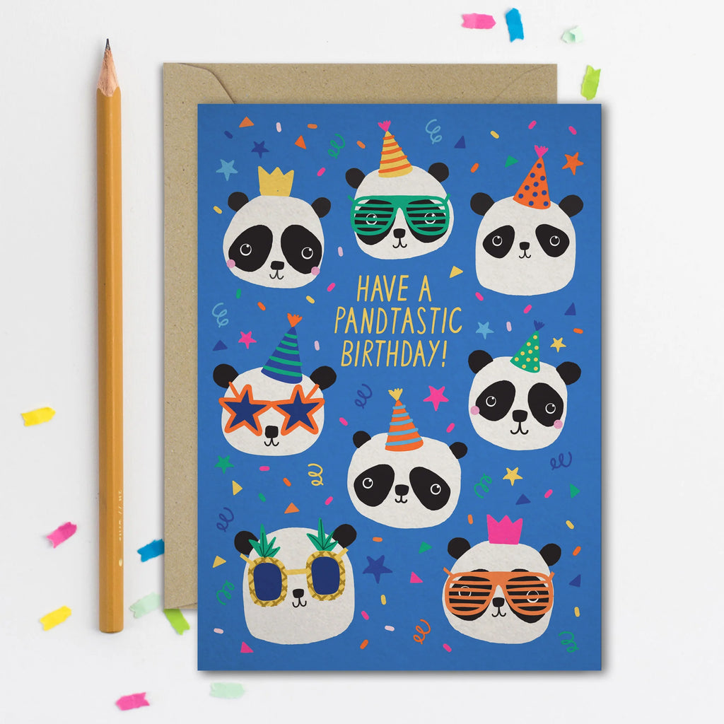 Mifkins: Party Pandas Birthday Card - Children's Greeting Cards Make in the UK for special occasions at Acorn & Pip