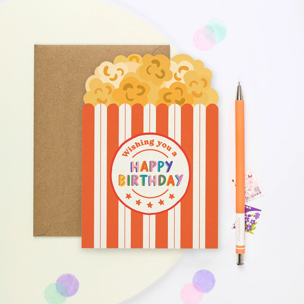 Mifkins: Popcorn Birthday Card - Children's Greeting Cards Make in the UK for special occasions at Acorn & Pip