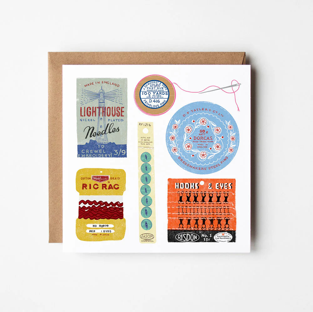 Design Smith: Sewing - Blank Greetings Card - greeting cards designed for Adults at Acorn & Pip