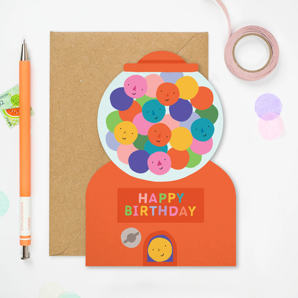 Mifkins: Gumball Machine Birthday Card  -Children's Greeting Cards Make in the UK for special occasions at Acorn & Pip