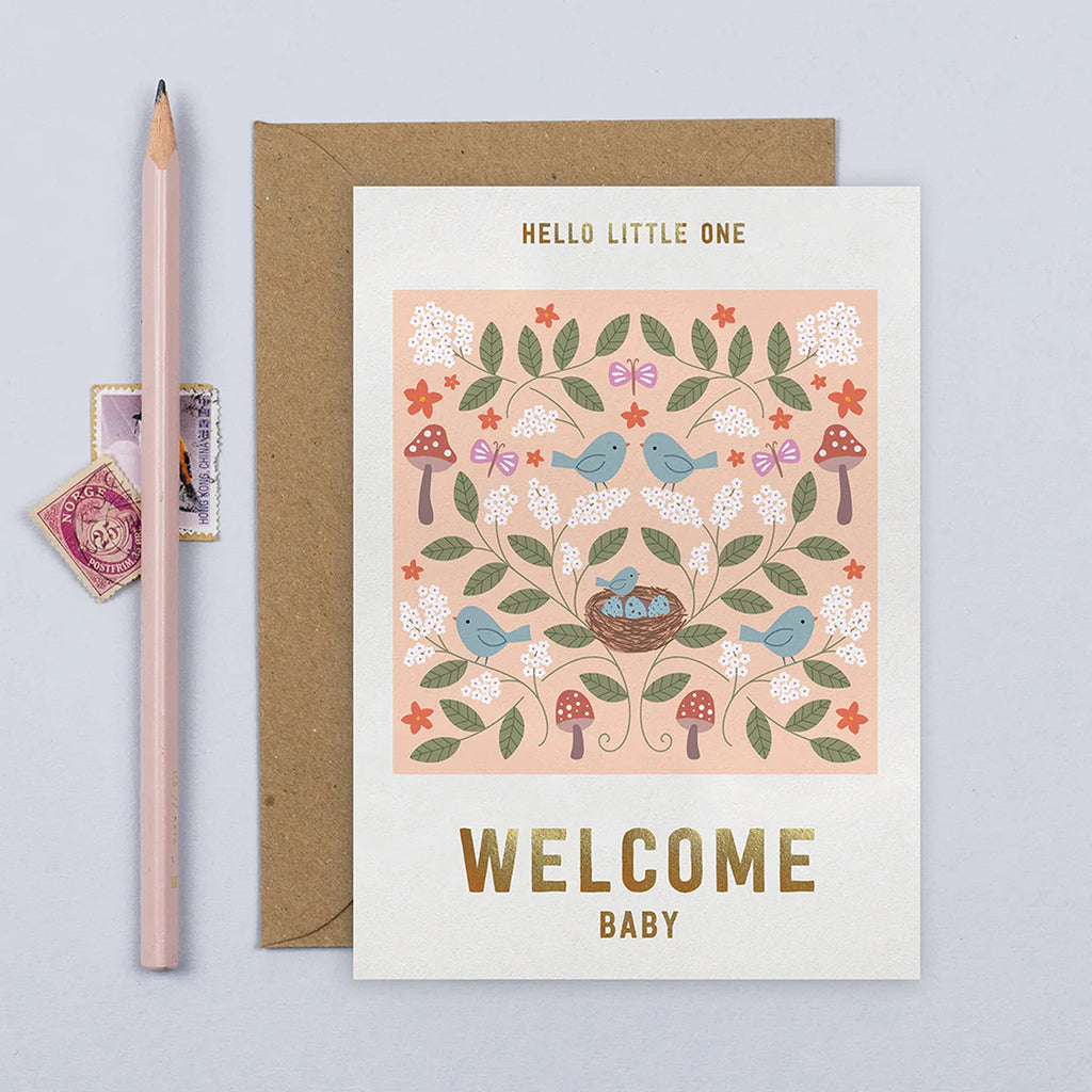 Mifkins: Welcome Baby Nest Card - Children's Greeting Cards Make in the UK for special occasions at Acorn & Pip