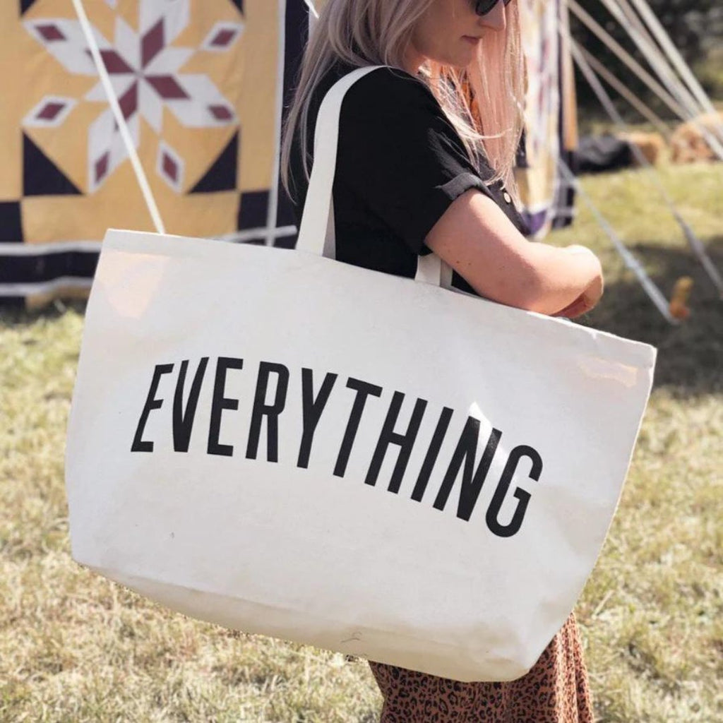 Alphabet Bags: Everything Oversized Ecru Big Tote Bag - Acorn & Pip_Alphabet Bags