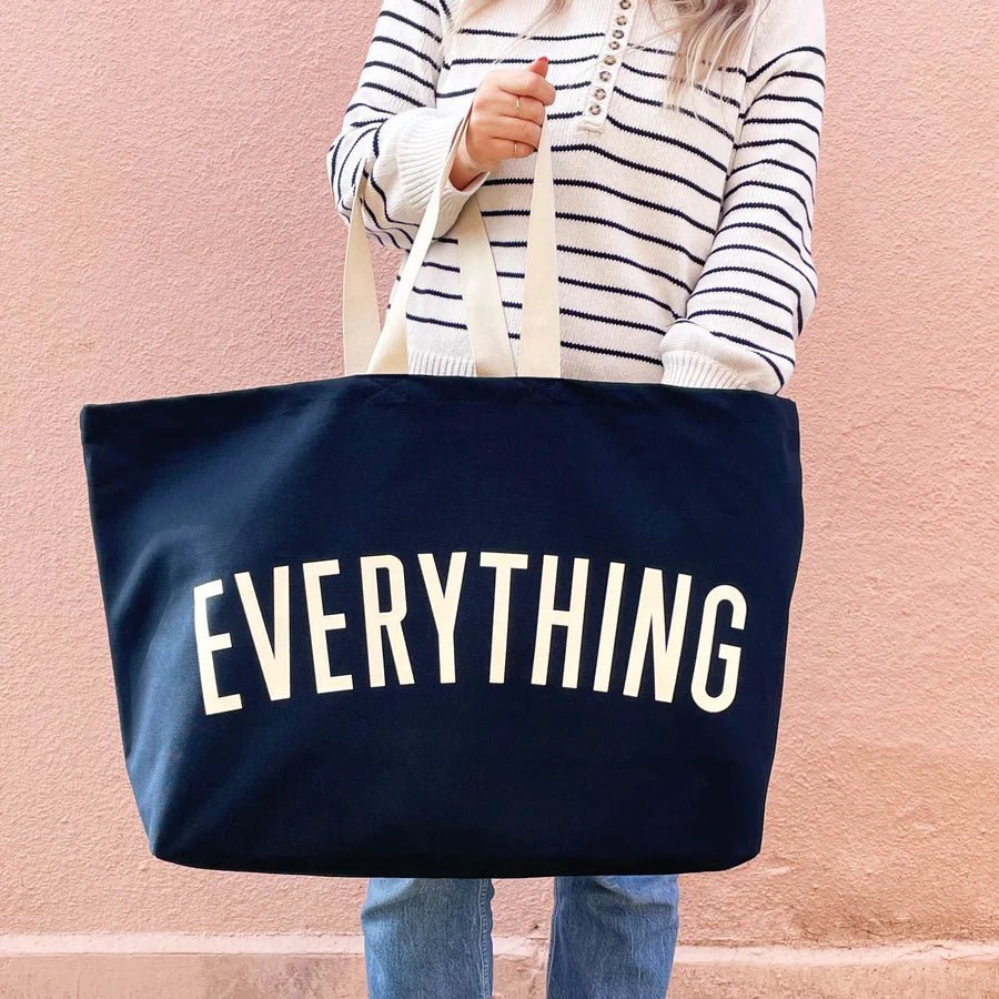 Alphabet Bags: Everything Oversized Navy Big Tote Bag - Acorn & Pip_Alphabet Bags