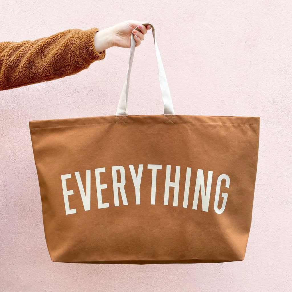 Alphabet Bags: Everything Oversized Tan Big Tote Bag - Acorn & Pip_Alphabet Bags