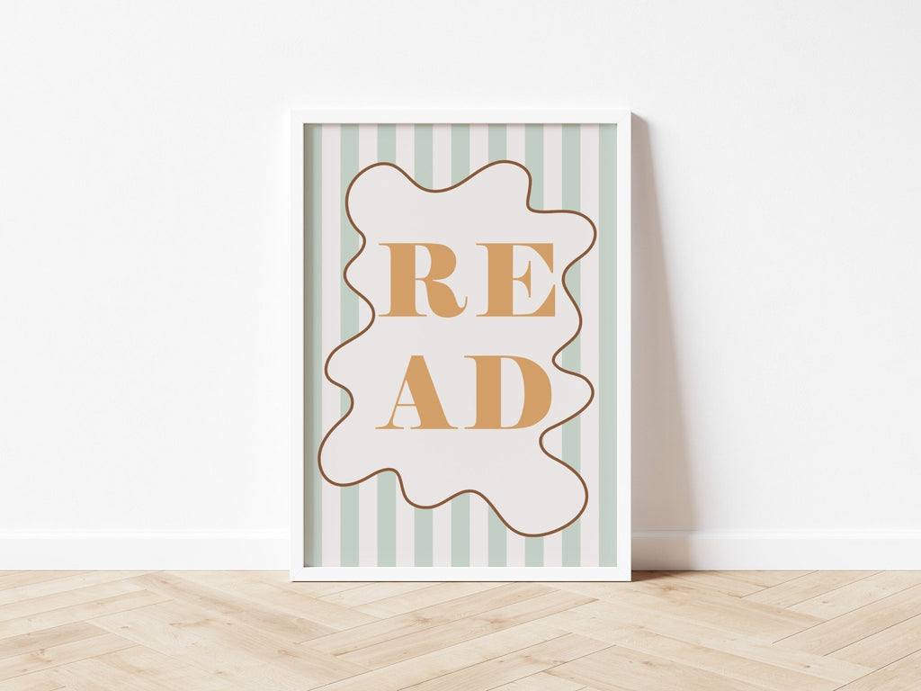 Autumn's Corner: READ - Stripy Edition - Fine Art Print - Acorn & Pip_Autumns Corner