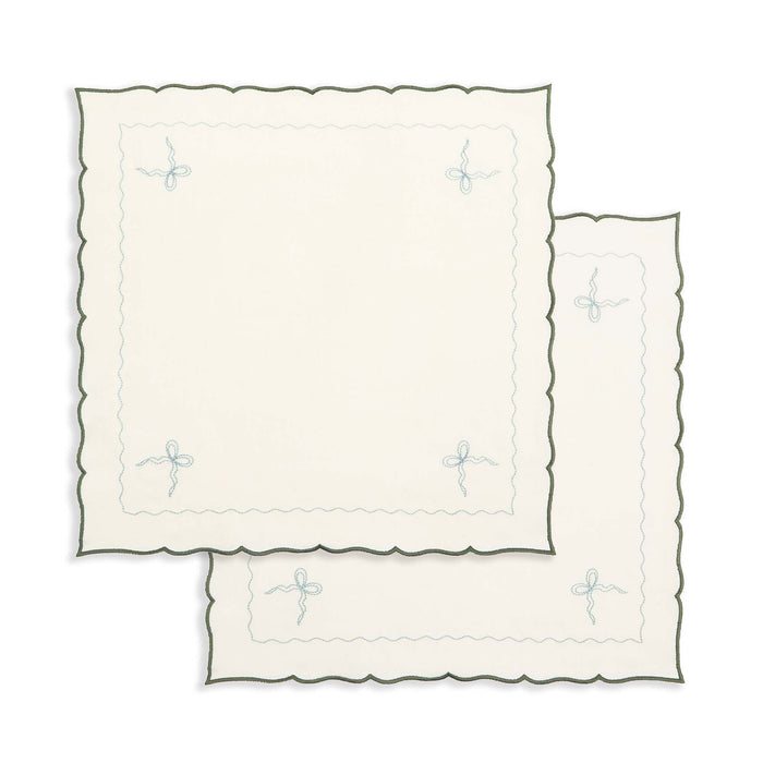Avery Row dark green bow napkins