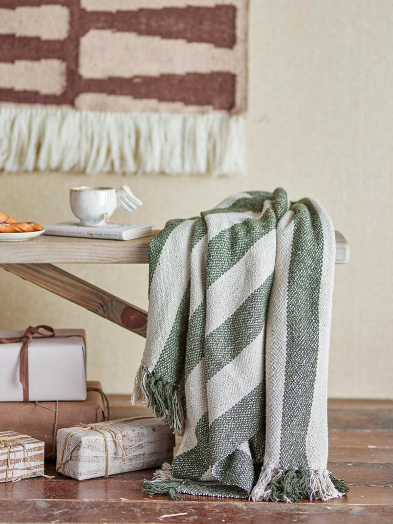 Bloomingville: Jodina Throw, Green, Recycled Cotton - Acorn & Pip_Bloomingville