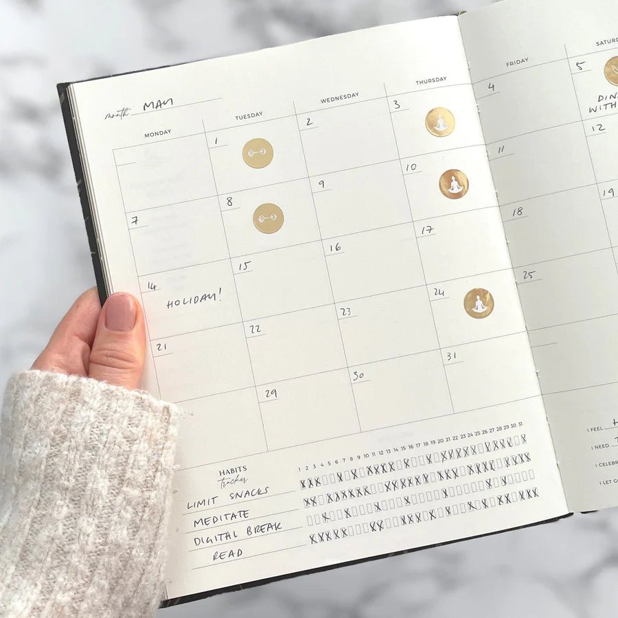 Blush & Gold: Body + Soul (Cloth) Wellness Journal and Planner - Acorn & Pip_Acorn & Pip