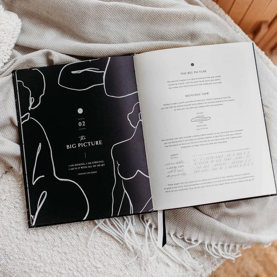 Blush & Gold: Body + Soul (Cloth) Wellness Journal and Planner - Acorn & Pip_Acorn & Pip