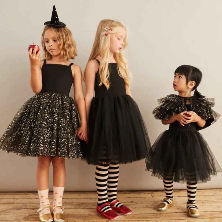 Bob & Blossom: Black & Gold Sparkle Dress - Acorn & Pip_Bob & Blossom