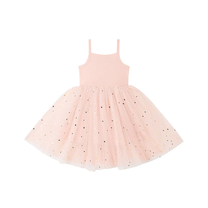 Bob & Blossom pale pink gold moon and stars tulle dress