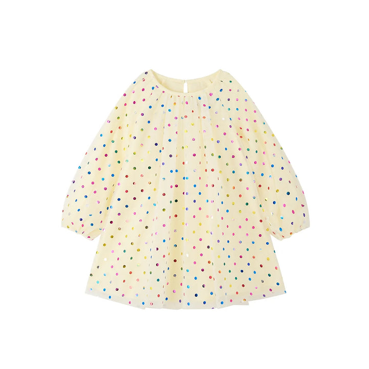 Bob & Blossom vanilla metallic spot balloon sleeve dress