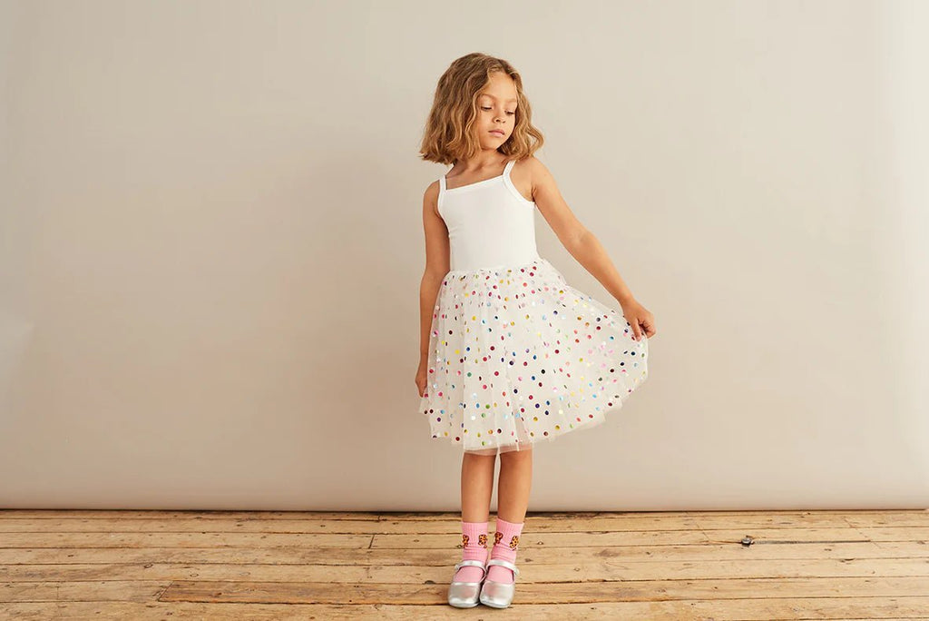 Bob & Blossom: White Spot Dress - Acorn & Pip_Bob & Blossom