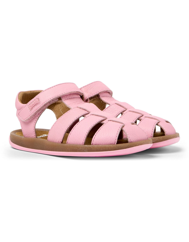 Camper: Bicho Girls Velcro Closed Toe Sandals - Pink Leather - Acorn & Pip_Camper