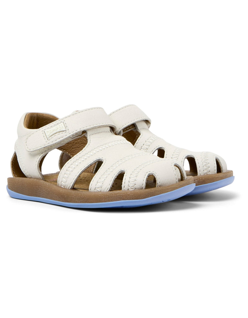 Camper: Bicho Kids Velcro Closed Toe Sandals - White Leather - Acorn & Pip_Camper