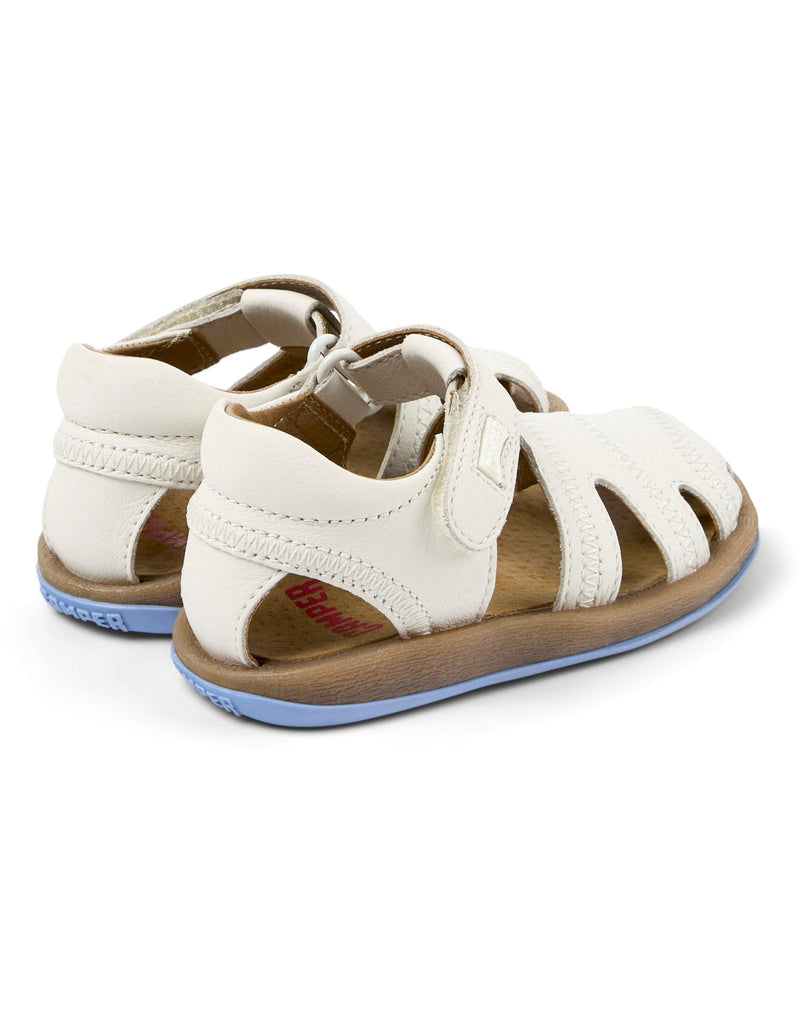 Camper: Bicho Kids Velcro Closed Toe Sandals - White Leather - Acorn & Pip_Camper