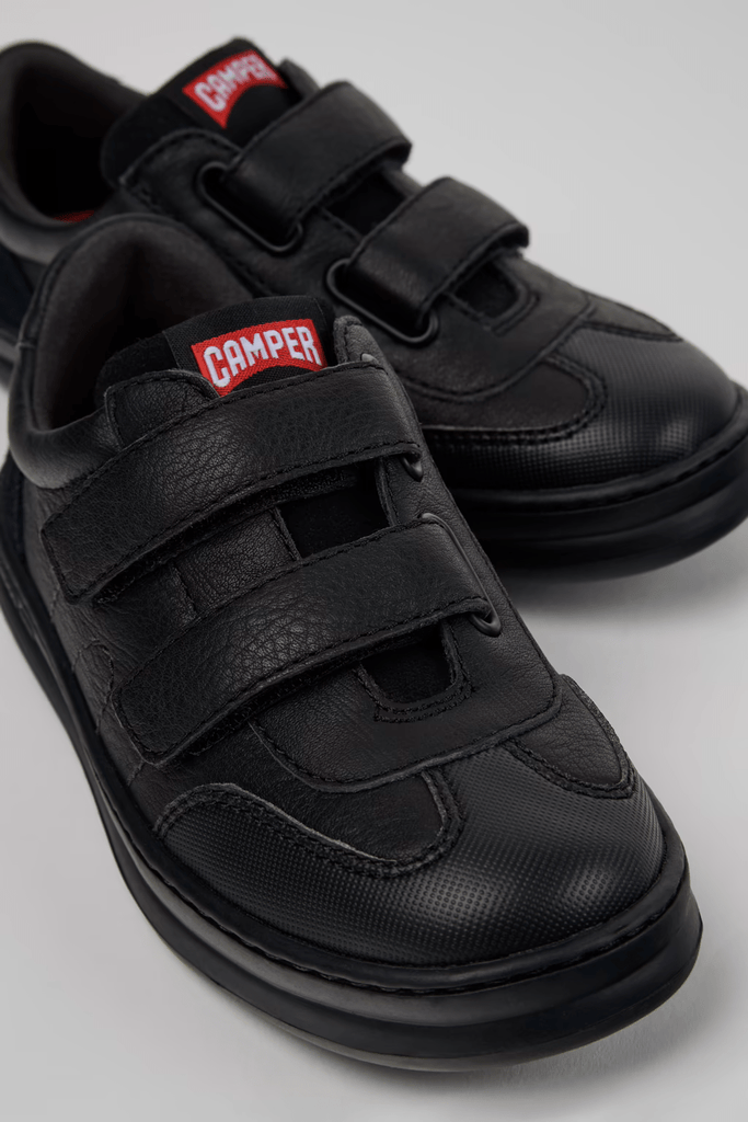 Camper: Runner Low Velcro Boys School Shoes - Black - Acorn & Pip_Camper