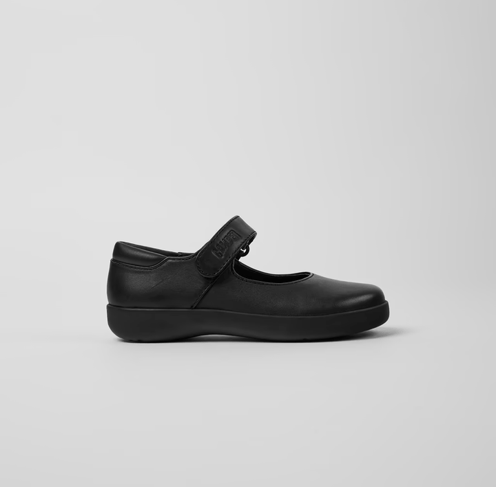 Camper: Spiral Comet Girls Velcro School Shoes - Black - Acorn & Pip_Camper