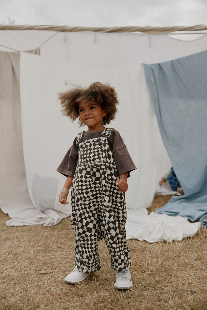 Blythe checkerboard dungarees worn