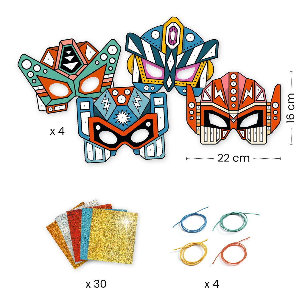 Djeco: DIY 4 Masks with Foil - Super Robots - Acorn & Pip_Djeco