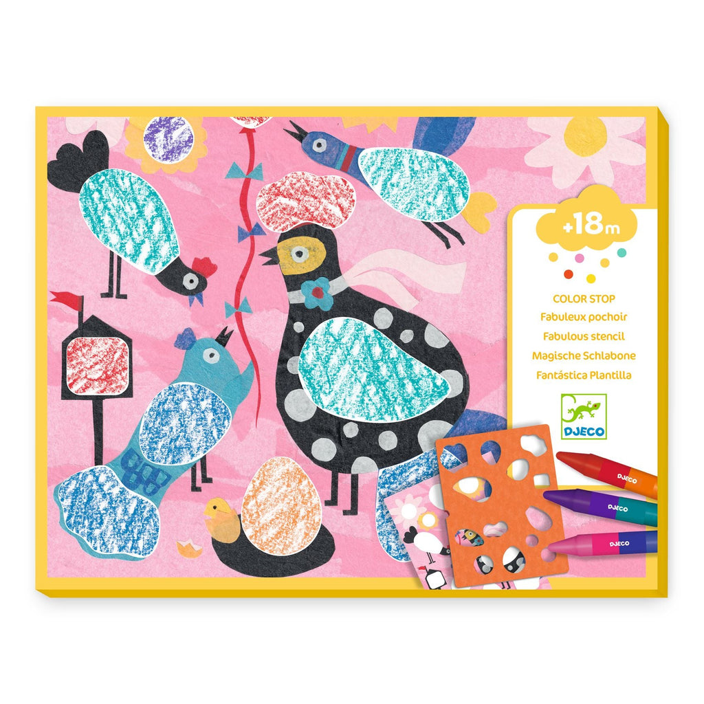 Djeco: Fabulous Stencils Craft Kit - Birdie & Co - Acorn & Pip_Djeco