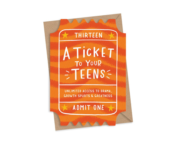 Dotty Black A Ticket To Your Teens – 13th Birthday Card