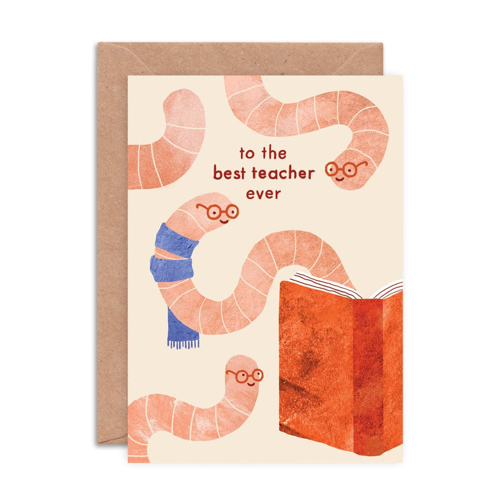 Emily Nash: Book Worms Teacher Greeting Card - Acorn & Pip_Emily Nash Illustration