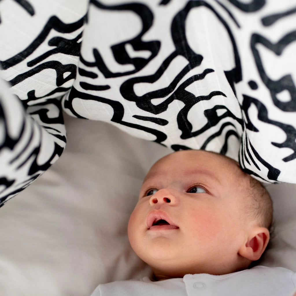 ETTA LOVES x KEITH HARING 'BABY' MUSLIN - for newborn to 4 months old babies - Acorn & Pip_Etta Loves