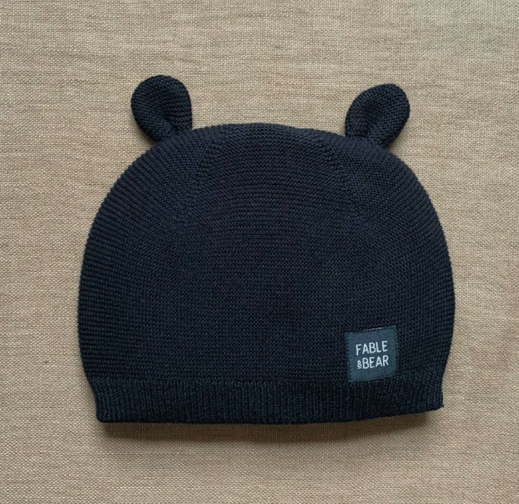 Fable & Bear: Knitted Kids Hat with Ears - Black - Acorn & Pip_Fable & Bear