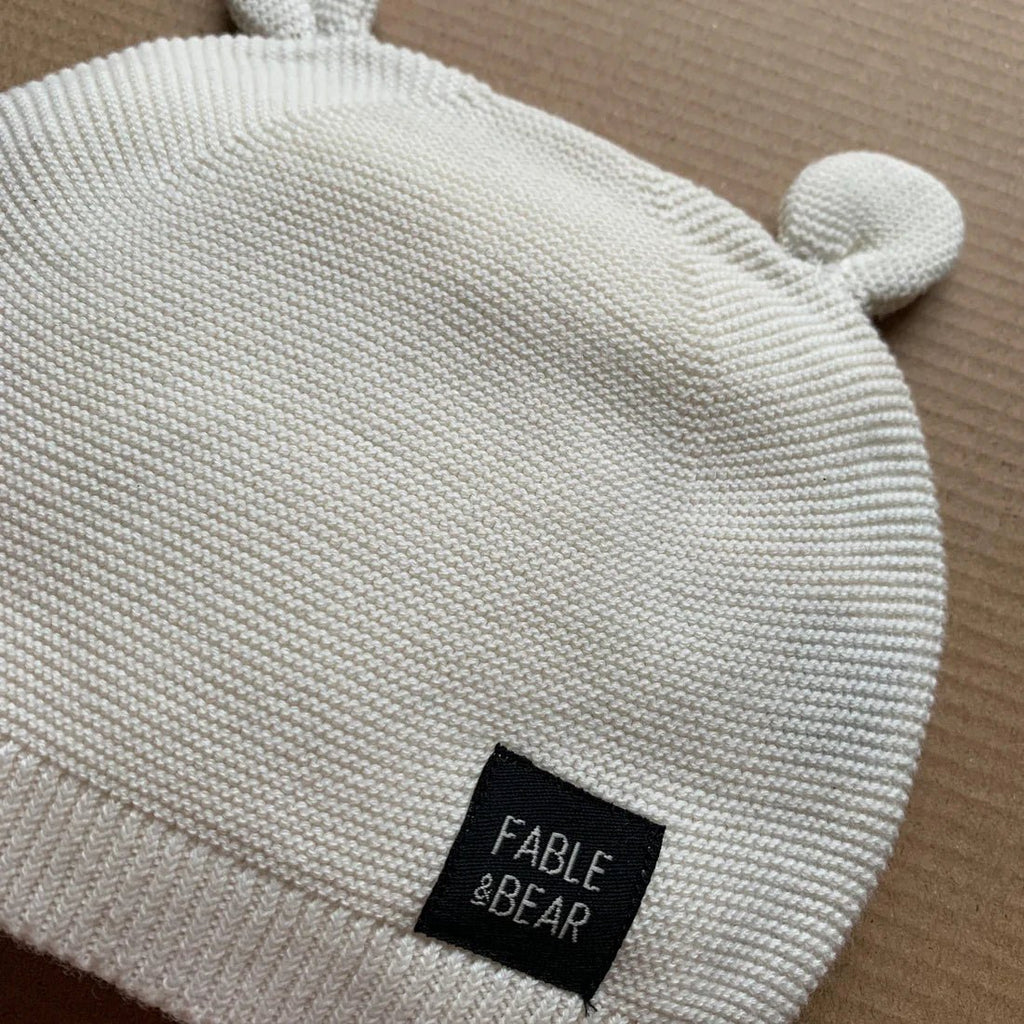 Fable & Bear: Knitted Kids Hat with Ears - Natural White - Acorn & Pip_Fable & Bear