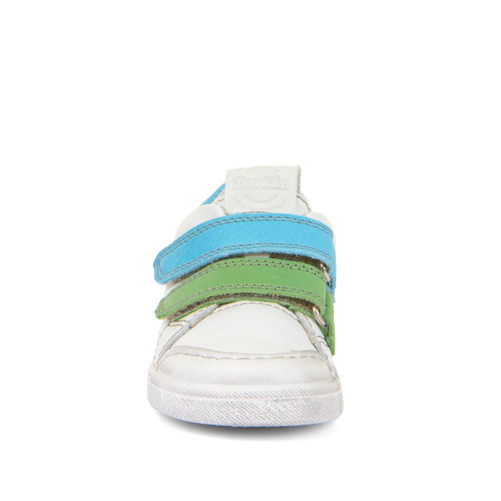 Froddo: Rosario Velcro Trainers - White / Blue & Green Straps - Acorn & Pip_Froddo