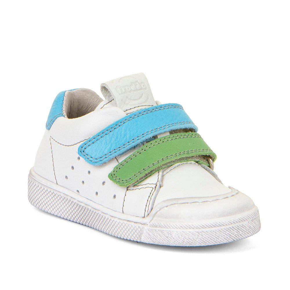 Froddo: Rosario Velcro Trainers - White / Blue & Green Straps - Acorn & Pip_Froddo