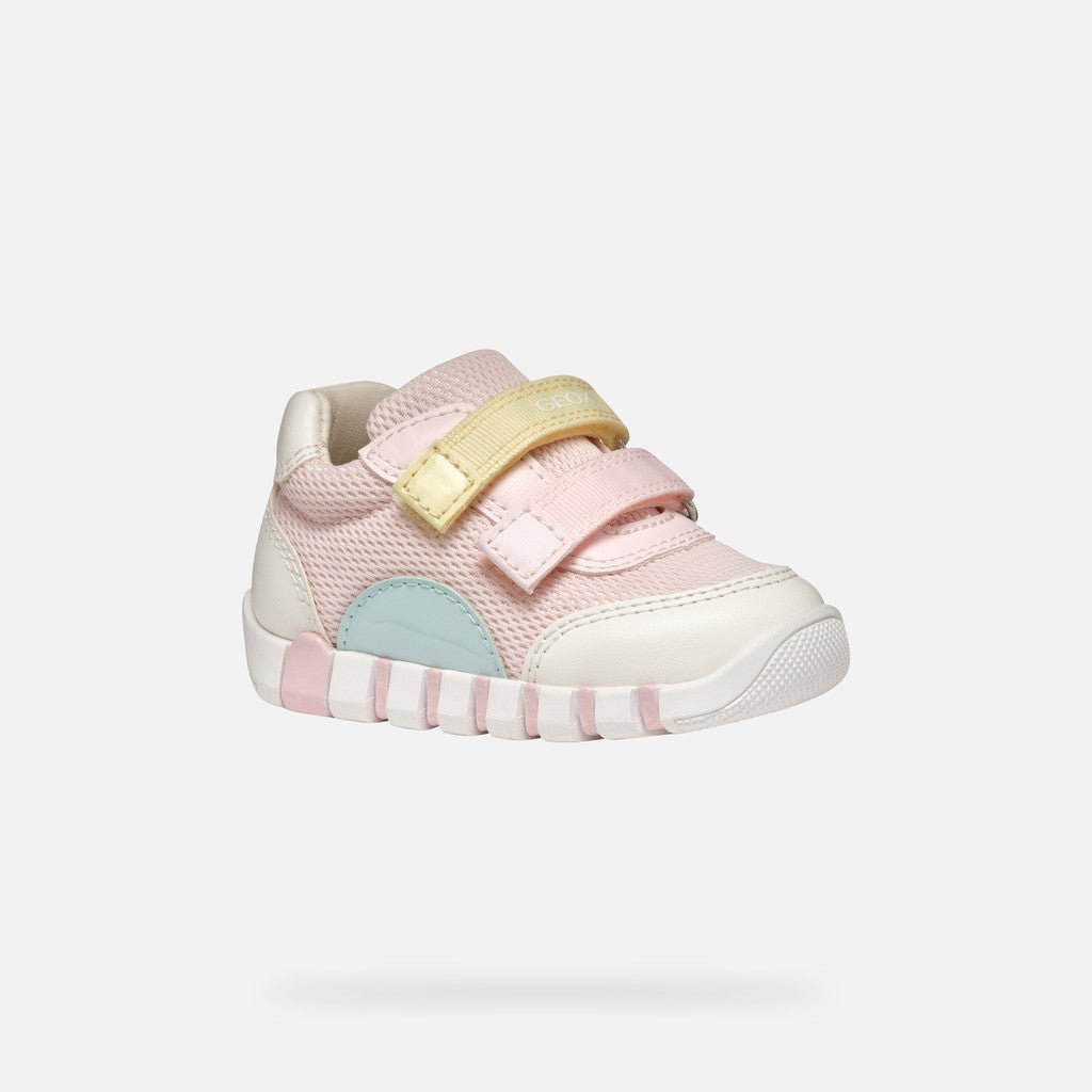 Geox: Iupidoo Velcro Trainers - Pink / Light Yellow - Acorn & Pip_Geox