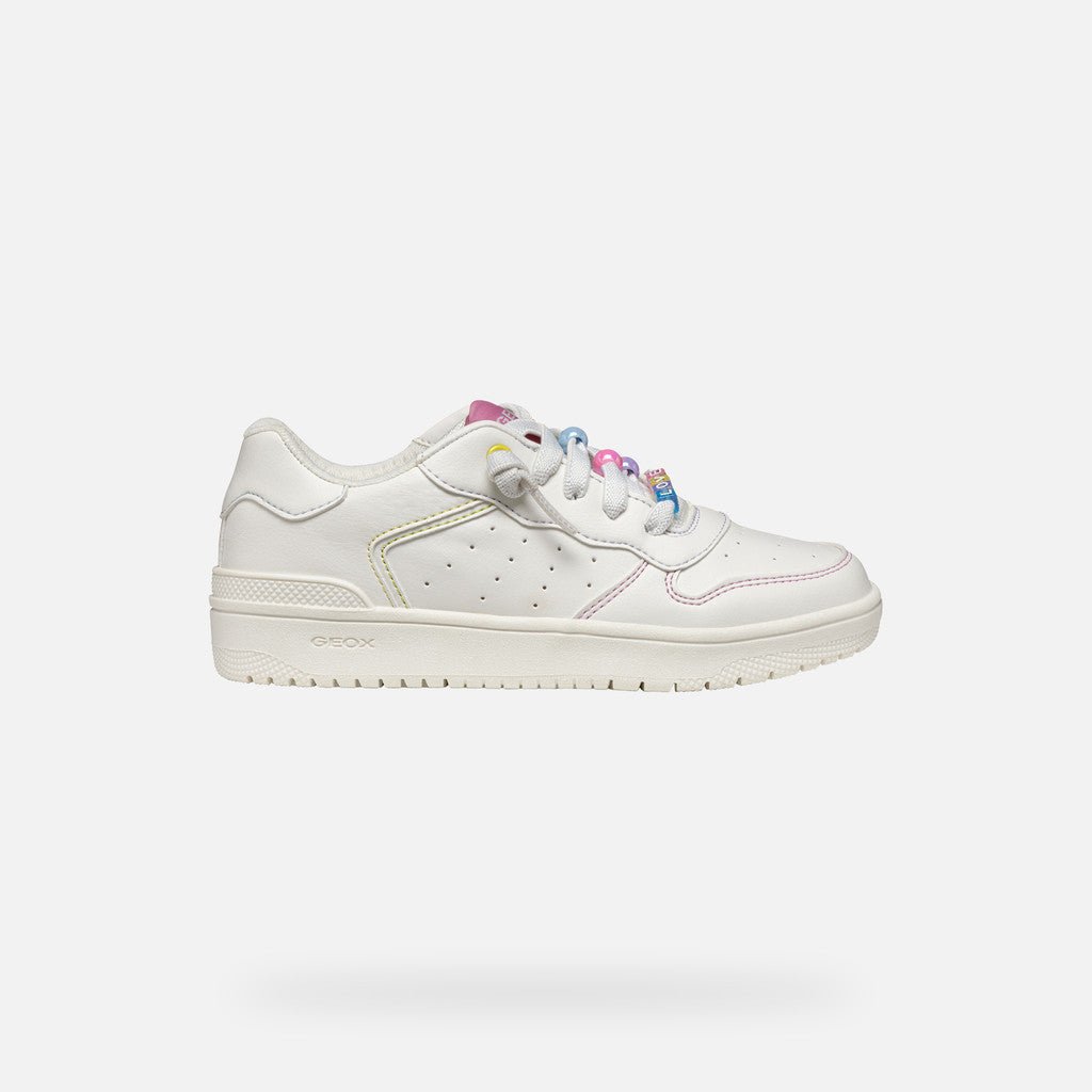 Geox: Washiba Girls Lace Trainers - White / Pink - Acorn & Pip_Geox