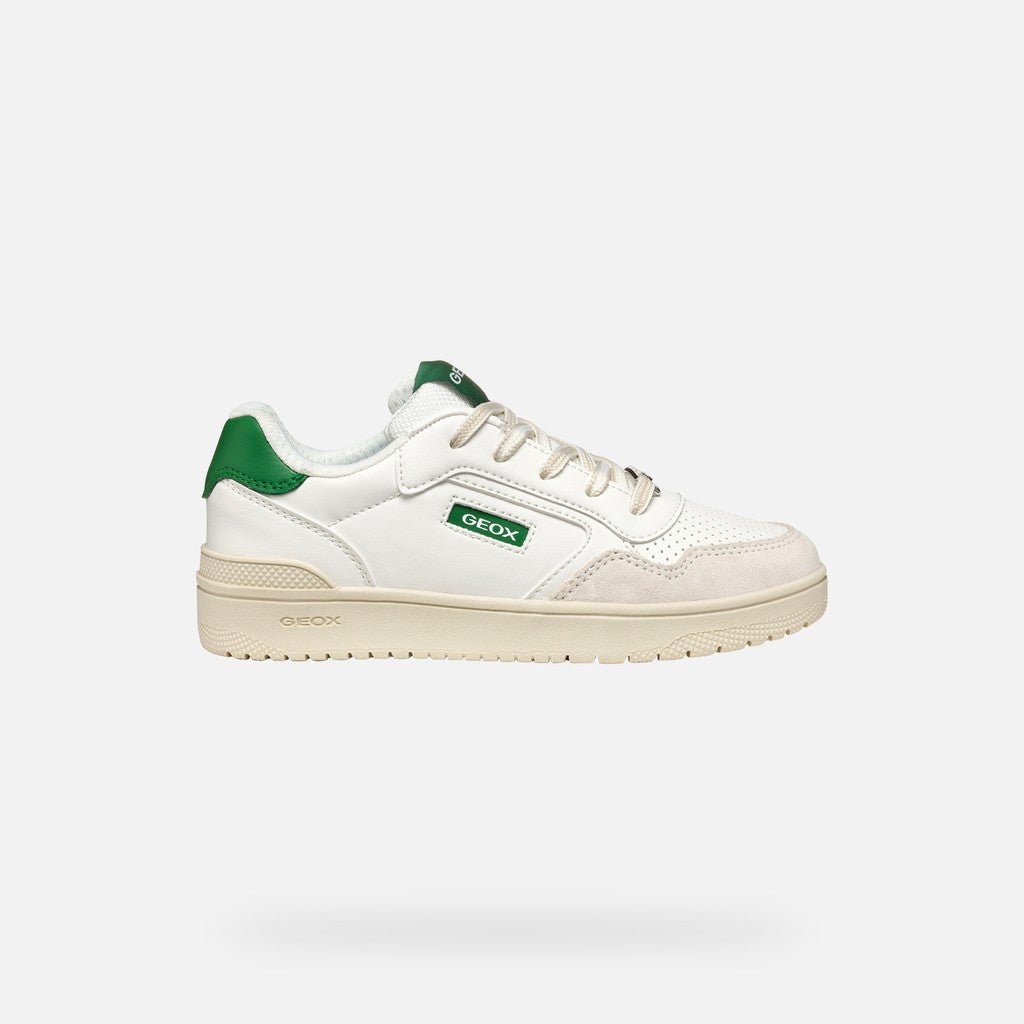 Geox: Washiba Lace Trainers - White / Green - Acorn & Pip_Geox