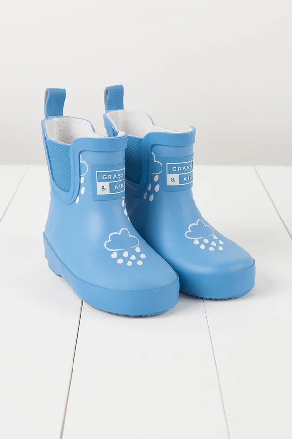 Grass & Air: Cornflower Blue Short Colour - Changing Kids Wellies - Acorn & Pip_Grass & Air