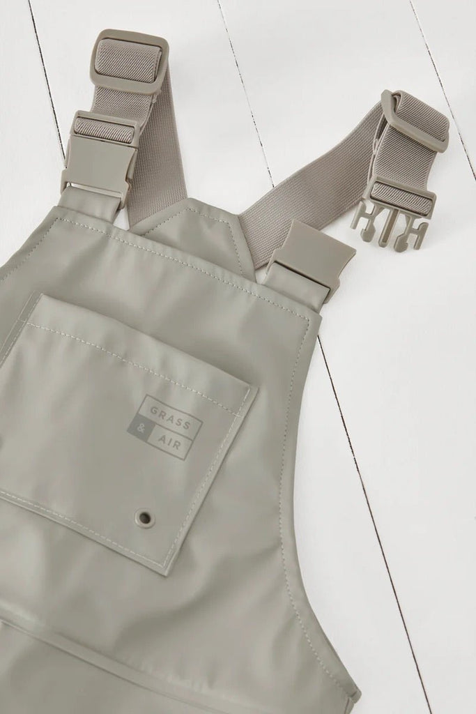 Grass & Air: Rainster Waterproof Dungarees - Grey - Acorn & Pip_Grass & Air