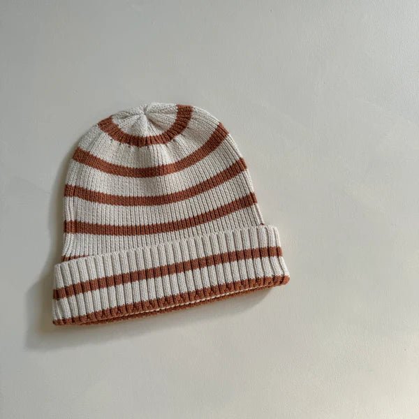 Hunter + Rose: Noa Kids Beanie - Cinnamon Stripe - Acorn & Pip_Hunter + Rose