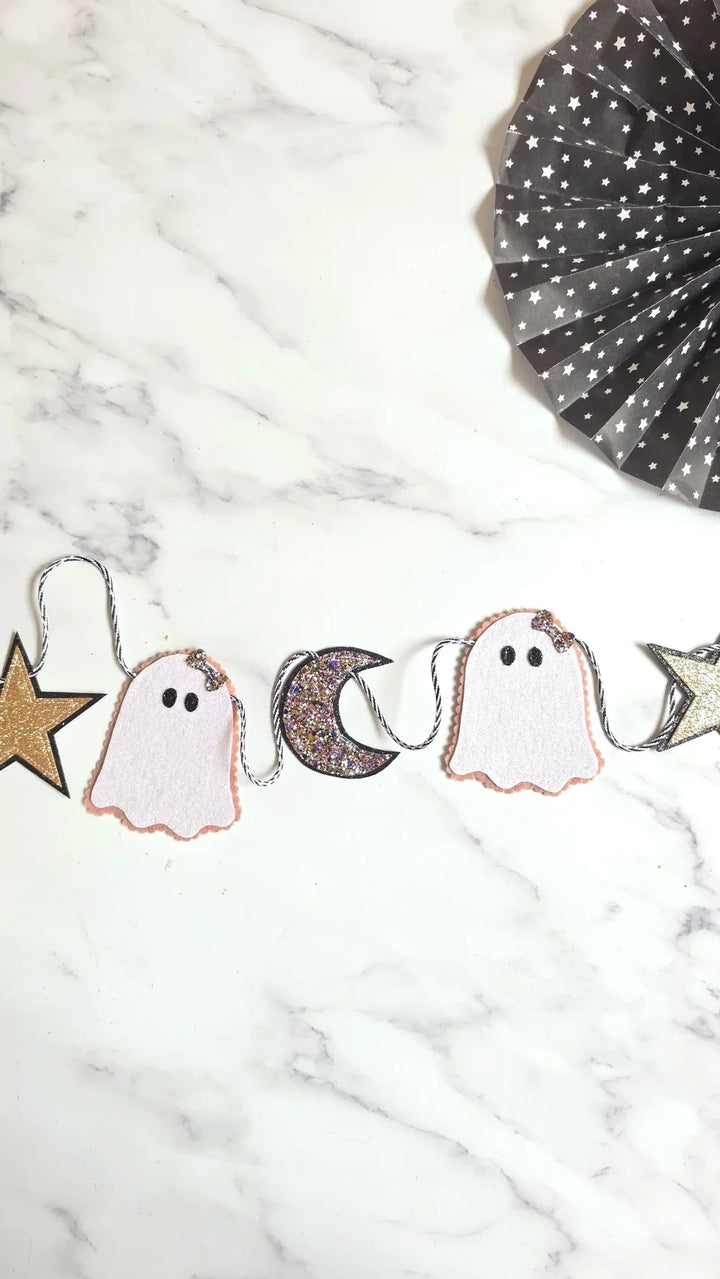 Halloween ghost moon and star garland
