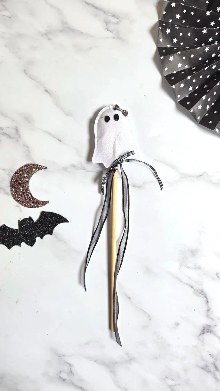 White glitter Halloween ghost wand