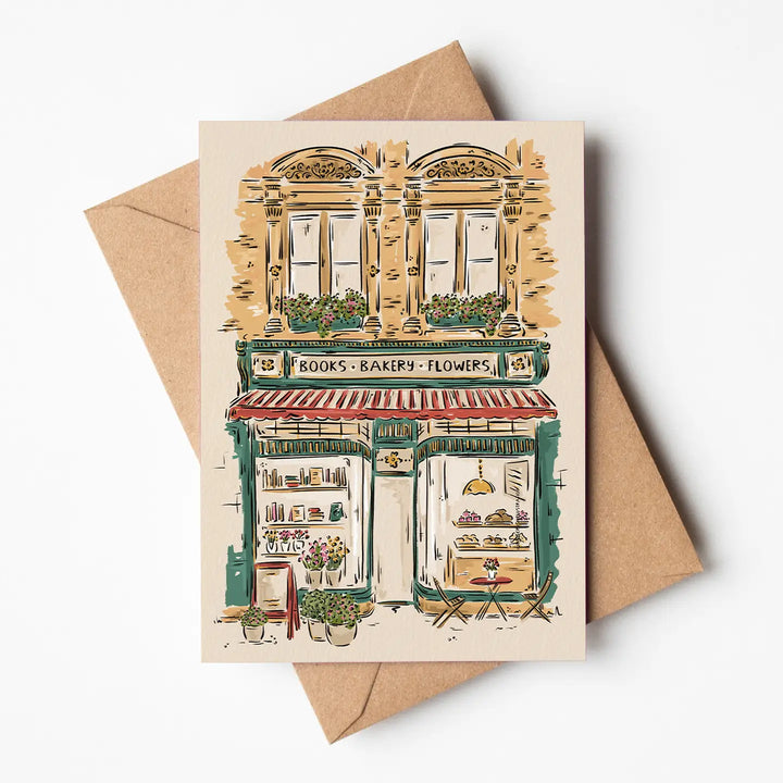 Jenna Crush Books Bakery Flowers illustrated greetings card